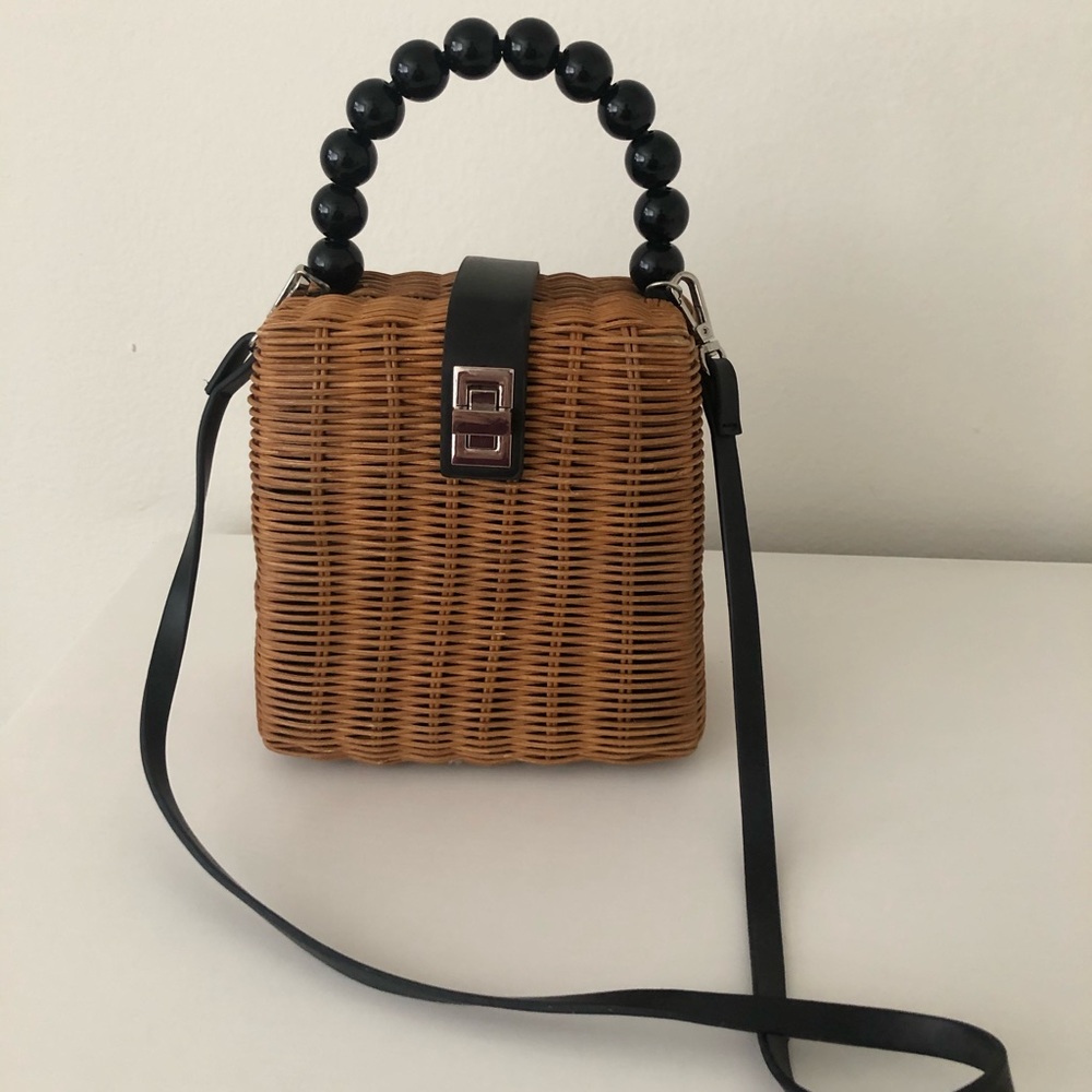 ZARA basket woven purse/clutch